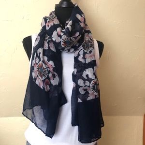 Navy floral scarf